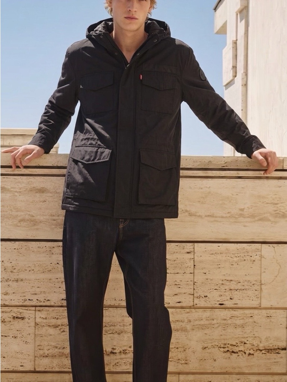 Levi's Men's Arctic Cloth Sherpa Lined Field Parka Navy Jacket Size Small NWT